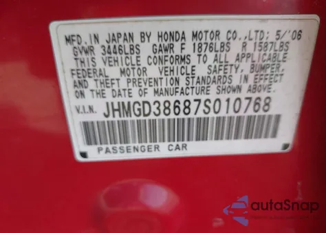 2007 Honda Fit Sport z USA, uszkodzony, nr VIN JHMGD38687S010768